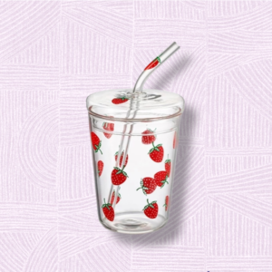 vaso de cristal de fresas